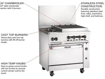 Vulcan 36C-2B24CBN Range, 36" Restaurant, Gas