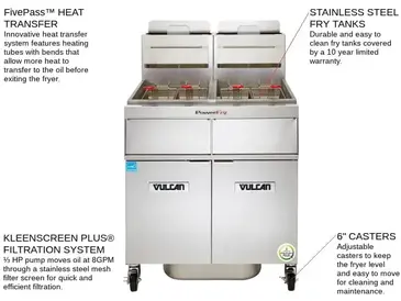 Vulcan 3VK45DF Fryer, Gas, Multiple Battery