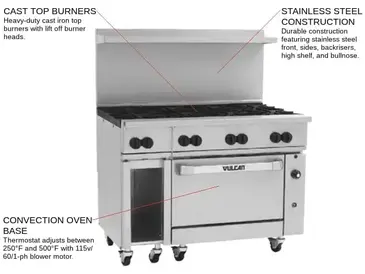 Vulcan 48C-8B Range, 48" Restaurant, Gas