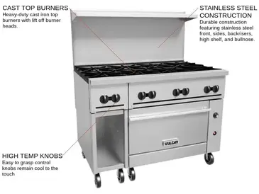 Vulcan 48S-8B Range, 48" Restaurant, Gas