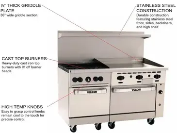 Vulcan 60SC-4B36G Range, 60" Restaurant, Gas