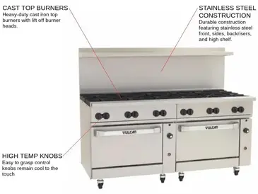 Vulcan 72CC-12B Range, 72" Restaurant, Gas