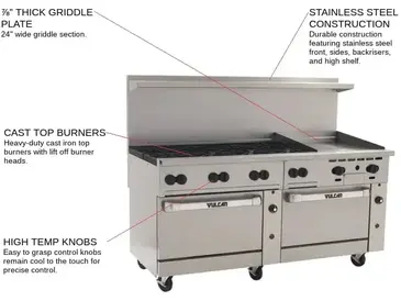 Vulcan 72SS-8B24G Range, 72" Restaurant, Gas