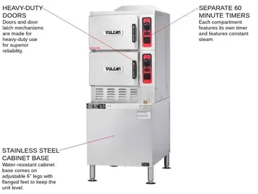 Vulcan C24ET6-PS Steamer, Convection, Electric, Floor Model