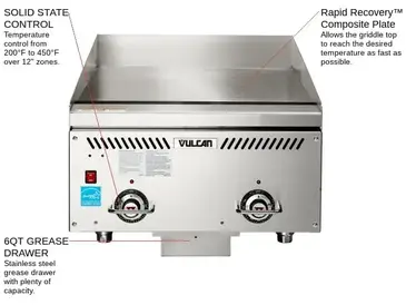 Vulcan VCCG24-AC Griddle, Gas, Countertop