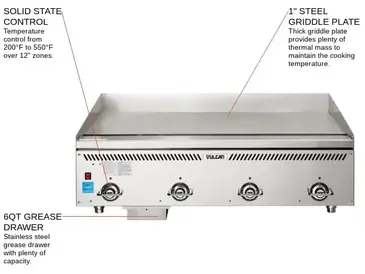 Vulcan VCCG48-AS Griddle, Gas, Countertop