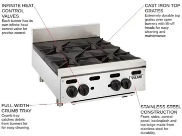 Vulcan VHP424 Hotplate, Countertop, Gas