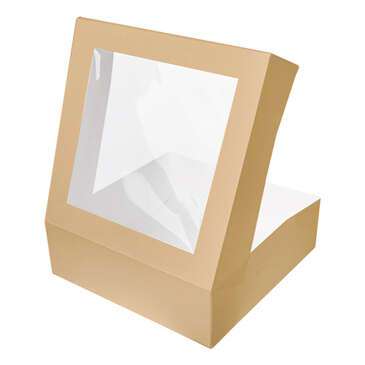 WeiFang Hongbo Package Bakery Box, 9x9x3, Kraft Brown, Paperboard, with Window,(Sold Per Each) WeiFang Hongbo Package JIIBB993BW