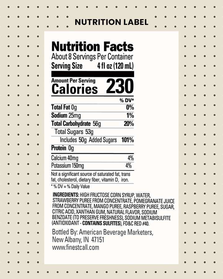 Wild Berry Puree Bar Mix, 1 Liter, (12/Case), Finest call 01-0693