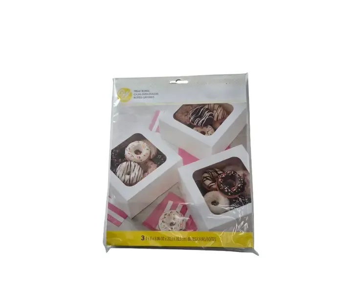 Ardous Wilton White Treat Boxes – 4 x 8 x 8 in, 3 Pack (BAKE-011409-SplitCase)
