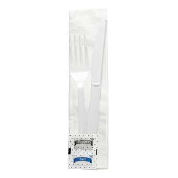 WINSIGHT INTERNATIONAL/VERDE Cutlery Kit, Plastic, White, F/K/Nap/Salt/Pepper, (250/Case), Arvesta HWPS6WH