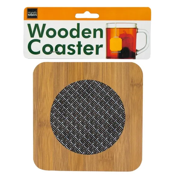 KOLE IMPORTERS WOODEN COASTER BASKET WEAVE PATTERN