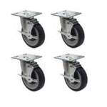 1880 HOSPITALITY Universal Plate Caster Set, 4", Brakes, (4/Pack) Oneida FPCST3