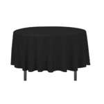AMBASSADOR LINEN Tablecloth, 90", Black, Polyester, Round, Ambassador Linen 90RND-010111