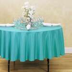 AMBASSADOR LINEN Tablecloth, 90", Turquoise, Polyester, Round, Ambassador Linen 90RND-010169