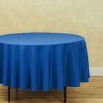 AMBASSADOR LINEN Tablecloth, 90", Blue, Polyester, Round, Linen Tablecloth 90RND-010173
