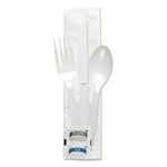ARVESTA Cutlery Kit, F/K/Tsp/Nap/S&P, White, Medium Weight, (250/Case), Arvesta K1102WH