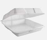 ARVESTA Foam Hinge Container, 9"x9", 1 Compartment, White, Foam, (400/Case), Owen Distributing FHD991