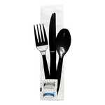 ARVESTA Cutlery Kit, F/K/Tsp/Nap/S&P, Black, Medium Weight, (250/Case), Arvesta TFPK1102B