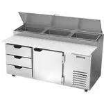Beverage Air DPD72HC-3 Refrigerated Counter, Pizza Prep Table