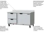 Beverage Air WTFD60AHC-2 Freezer Counter, Work Top