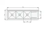 Blue Air BS3-18-12/R Sink, (3) Three Compartment