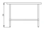 Blue Air EW2418 Work Table,  12" - 21", Stainless Steel Top