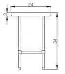 Blue Air EW2418 Work Table,  12" - 21", Stainless Steel Top