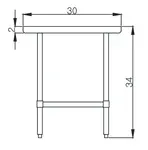 Blue Air EW3024 Work Table,  24" - 27", Stainless Steel Top