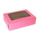 BOXIT CORPORATION Bakery/Cupcake Box, 14" x 10" x 4", Paperboard, Strawberry, 12 Cup/24 Mini Cup, w/ Window, (100/Case) Box-it 14104W-195