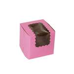 BOXIT CORPORATION Bakery/Cupcake Box, 4" x 4" x 4", Paperboard, Strawberry, 1 Cup, w/ Window, (200/Case), Box-it 444W-195
