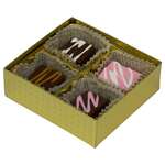 BOXIT CORPORATION Candy Box, 3-1/2" - 3-1/4" x 1-1/8", Gold Diamond, 1/8 lb., w/ View-It Lid, (100/Case), Box-it V204-2007