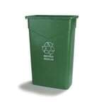 Carlisle Recycle Waste Container, 23 Gal, Green, Plastic, Trimline, Carlisle 342023REC09