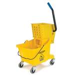 Carlisle Mop Bucket, 26 Qt., Yellow, Polyethylene, With Side-Press Wringer, Carlisle 3690804