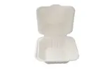 Clamshell Container, 6" X 6", White, Bagasse, 500/case, Arvesta HL-66A