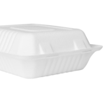 Clamshell Container, 8"x 8", White, Bagasse, (200/Case), Karat Earth KE-BHC88-1C