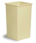 CONTINENTAL MANUFACTURING CO. Waste Basket, 25 Gallon, Beige, Plastic, Square, Continental 25BE