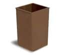 CONTINENTAL MANUFACTURING CO. Waste Basket, 25 Gallon, Brown, Plastic, Square, Continental 25BN