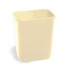 CONTINENTAL MANUFACTURING CO. Wastebasket, 15", Beige, Plastic, Rectangle, Continental Mfg Co 2818BE