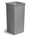 CONTINENTAL MANUFACTURING CO. Waste Basket, 32 Gallon, Grey, Plastic, Square, Continental 32GY