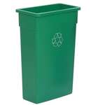 CONTINENTAL MANUFACTURING CO. Recycling Bin, 23 Gallon, Green, Plastic, Wall Hugger, Continental 8322-2