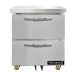 Continental Refrigerator D27N-U-D Refrigerator, Undercounter, Reach-In