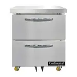 Continental Refrigerator SW27N-U-D Refrigerator, Undercounter, Reach-In