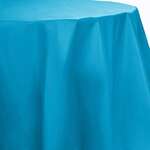 CONVERTING Table Cover, 82", Turquoise, Plastic, Round, Creative Converting 703131