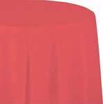 CONVERTING Table Cover, 82", Coral, Plastic, Round, Creative Converting 703146