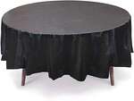 CONVERTING Table Cover, 82", Black, Plastic, Round, Creative Converting 70-3260