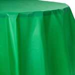 CONVERTING Table Cover, 82", Emerald Green, Plastic, Round, Creative Converting 703261