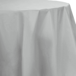 CONVERTING Table Cover, 82", Silver, Plastic, Round, Creative Converting 703281