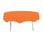 CONVERTING Table Cover, 82", Sun Kissed Orange, Plastic, Round, Creative Converting 703282