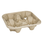 Cup Carrier, 4-Cup, Beige, Molded Fiber, (300/Case), Karat C5000